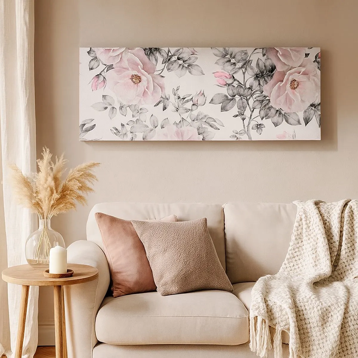 Impression sur toile - Image sur toile - Se perdre dans les fleurs des roses - 100x40 cm