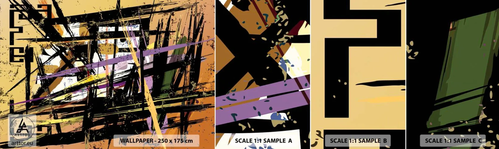 Échantillon de Papier Peint Autocollant Deluxe Sticker - Une coupe nette - Abstraction, Morceau, Modèle moderne - 100x30 cm