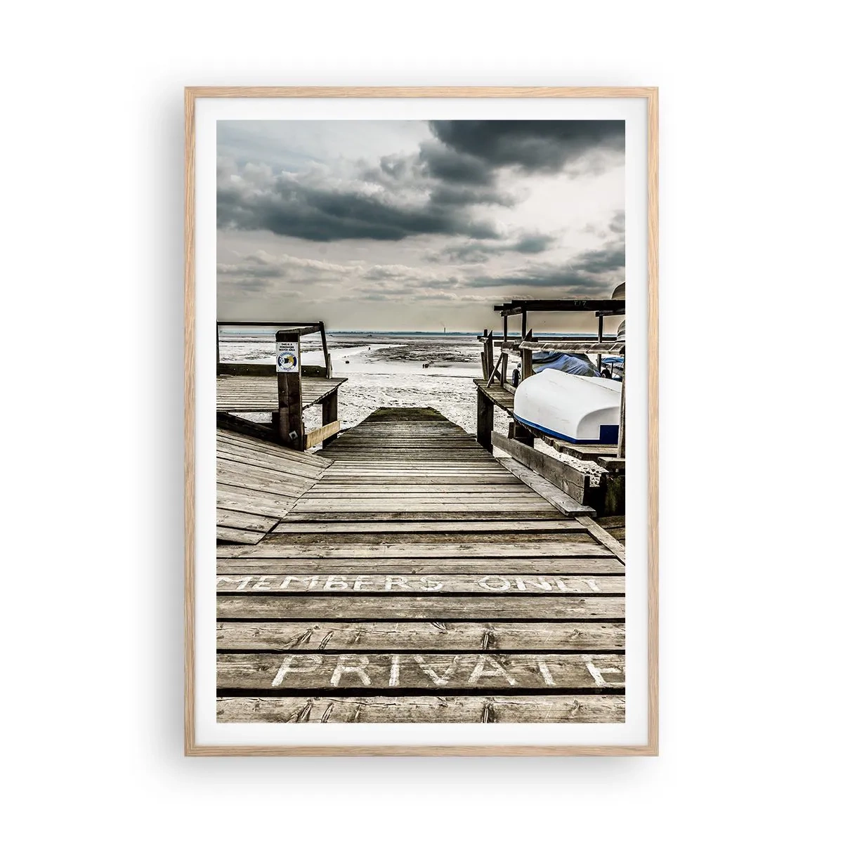 Affiche dans un chêne clair - Poster - Plage de minuit - 70x100 cm