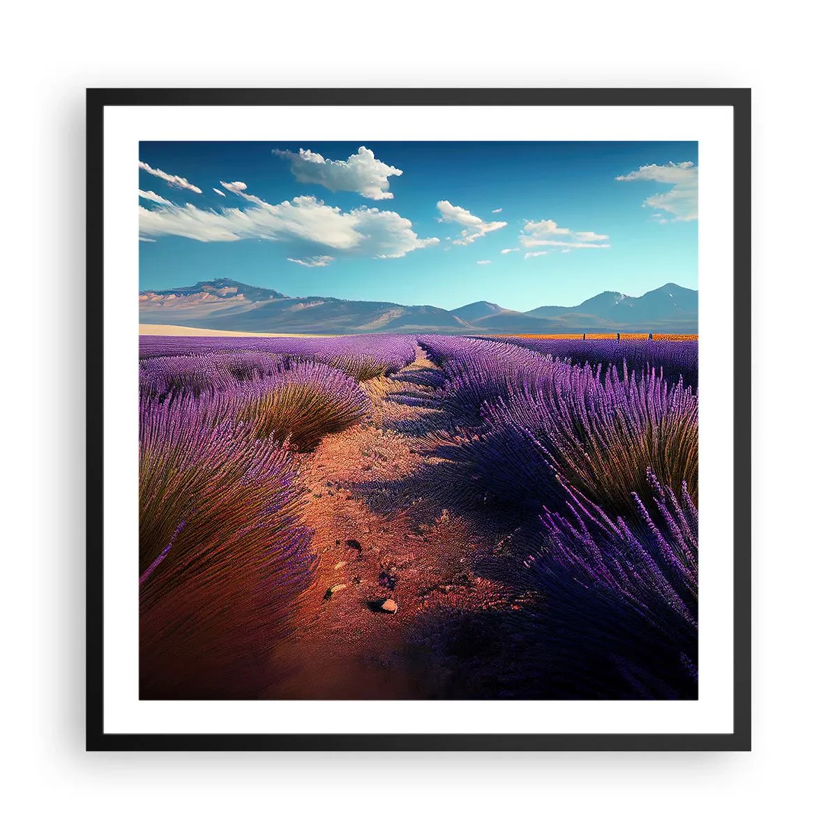 Affiche dans un cadre noir - Poster - Champs parfumés - 60x60 cm