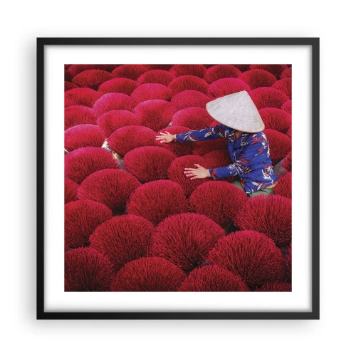 Affiche dans un cadre noir - Poster - Dans un champ de riz - 50x50 cm