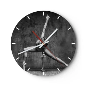 Horloge murale - Pendule murale - Une ballerine dans une pose dynamique sur fond de mur industriel brut. - 30x30cm - Balance idéale - Décoration murale moderne pour le salon, la cuisine et la chambre ARTTOR