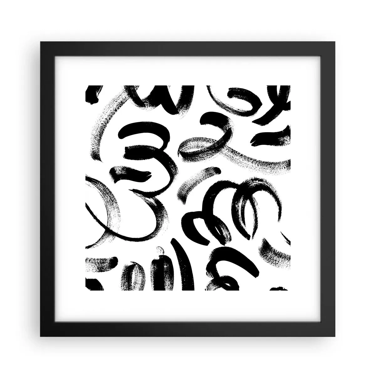 Affiche dans un cadre noir - Poster - Noir sur blanc - 30x30 cm
