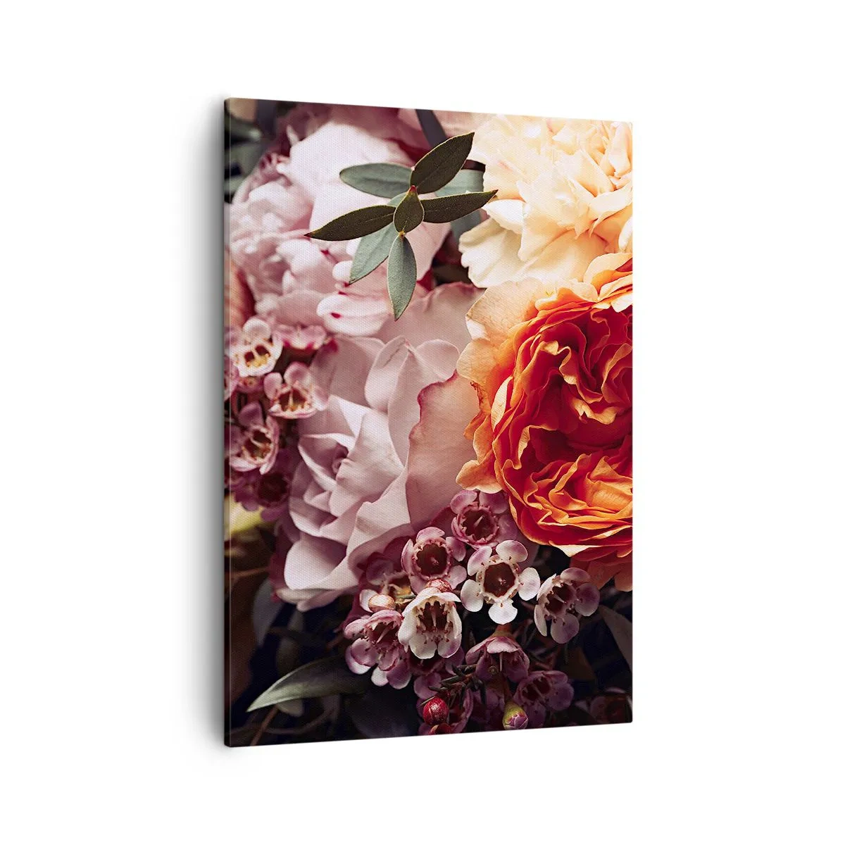 Impression sur toile - Image sur toile - Gros plan d'une composition florale colorée - 50x70cm - Enveloppé de beauté - Décoration murale moderne pour le salon et la chambre ARTTOR