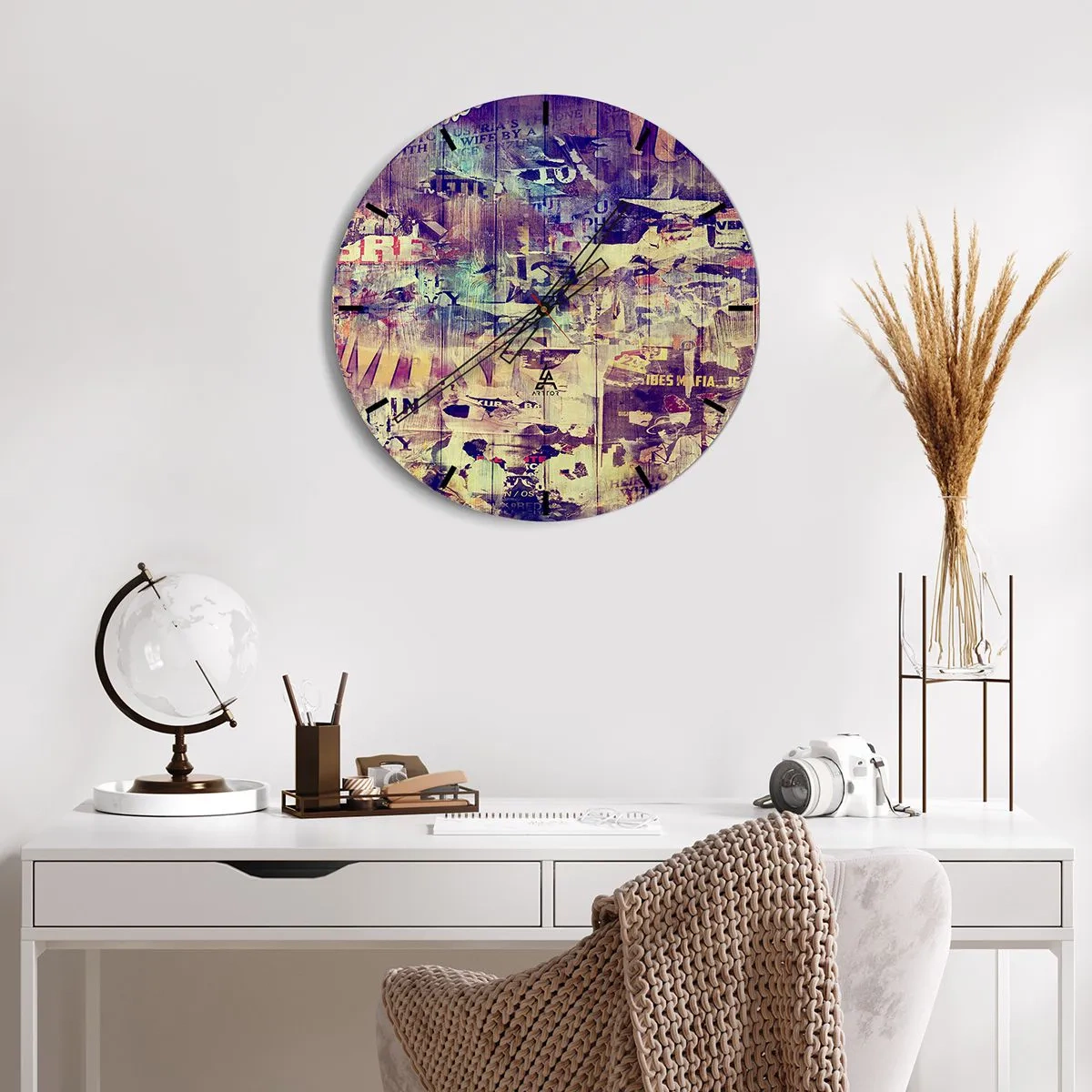 Horloge murale - Pendule murale - Cadran d'horloge avec un motif de style collage artistique - 30x30cm - Et c'est tout ce qu'il y a à faire - Décoration murale moderne pour le salon, la cuisine et la chambre ARTTOR