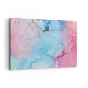 Impression sur toile - Image sur toile - Motifs pastel abstraits avec des accents dorés - 100x70cm - Rencontre et mélange - Décoration murale moderne pour le salon et la chambre ARTTOR