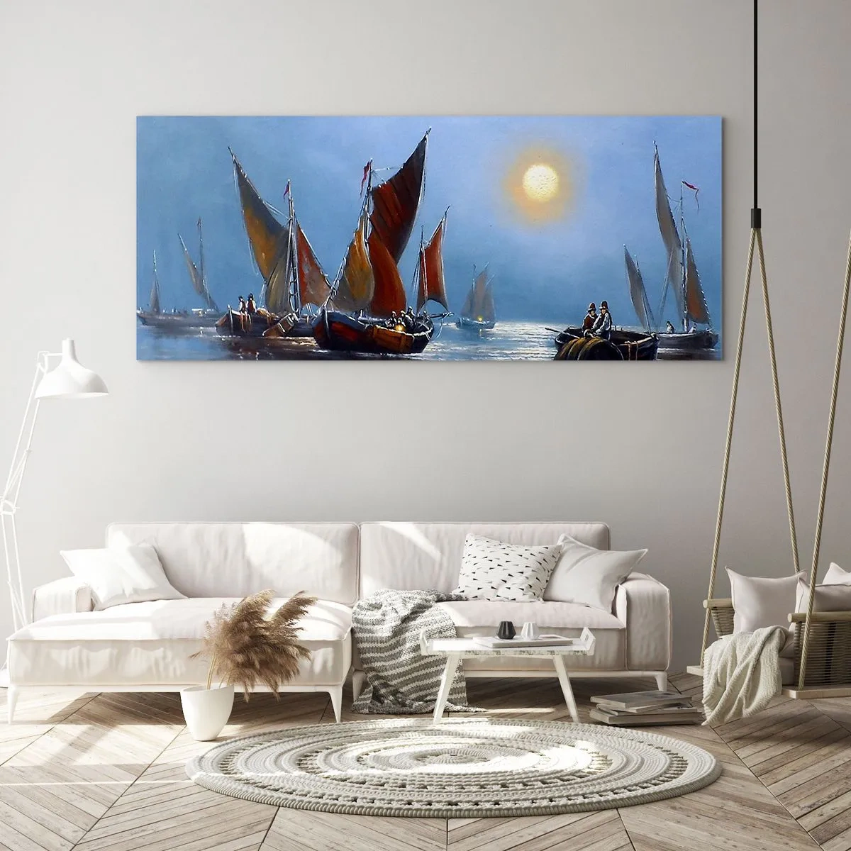 Impression sur verre - Image sur verre - Pêche de nuit - 90x30 cm