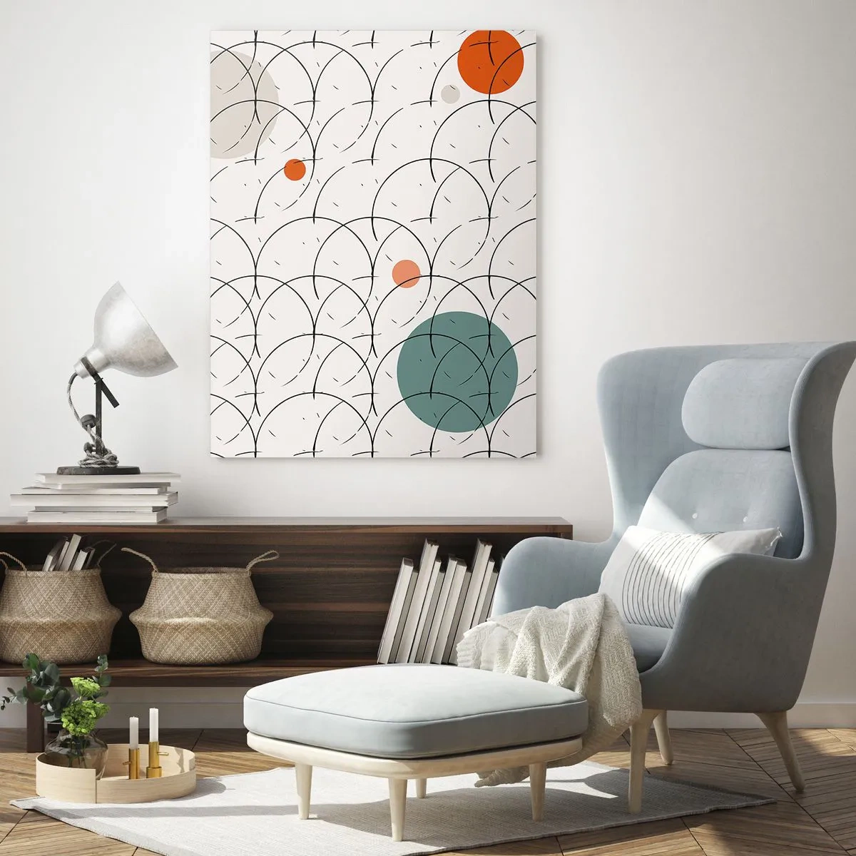 Impression sur verre - Image sur verre - Motif géométrique avec des cercles colorés sur un fond clair - 70x100cm - Dans l'esprit pop art - Décoration murale moderne pour le salon et la chambre ARTTOR