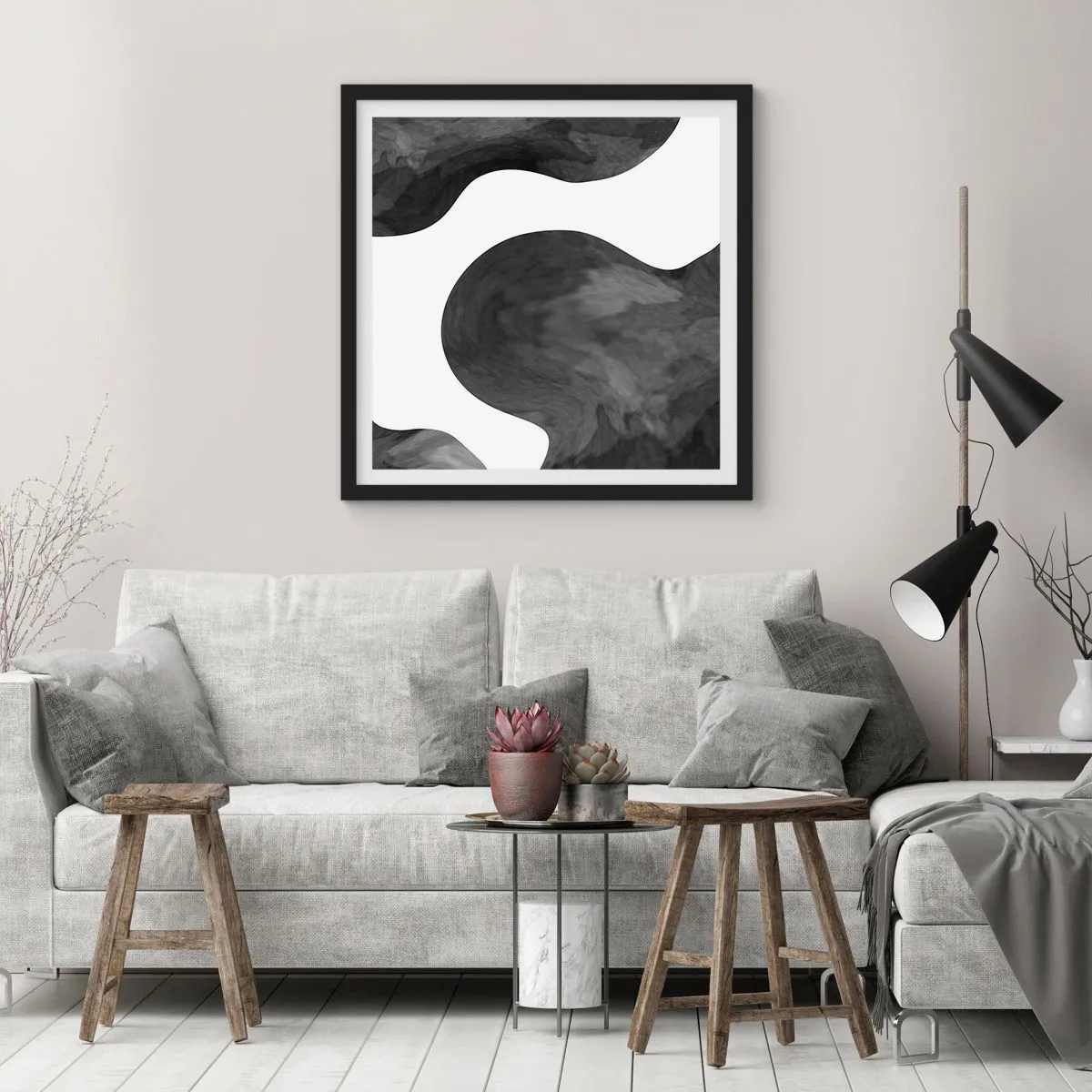 Affiche dans un cadre noir - Poster - La route du lait - 50x50 cm