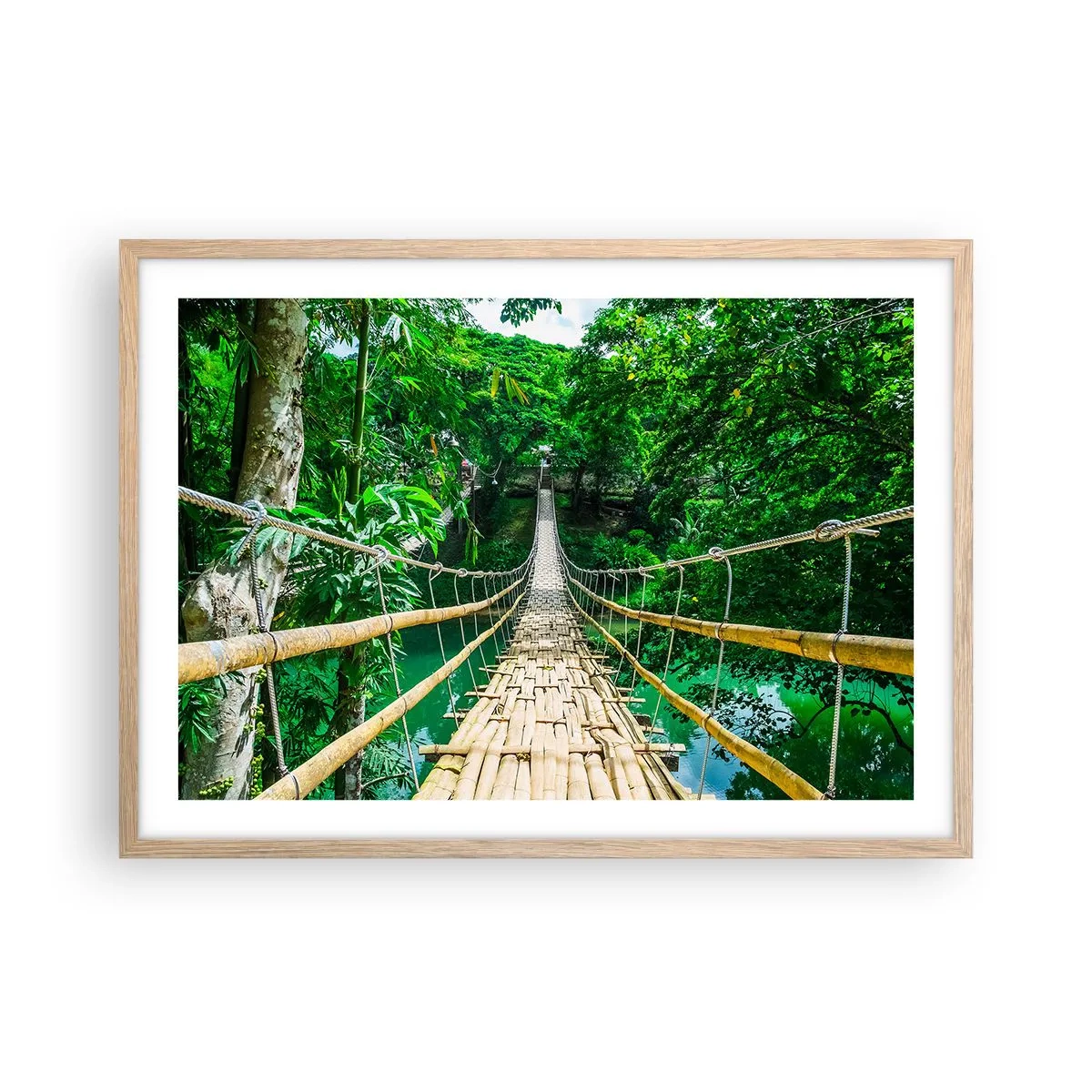 Affiche dans un chêne clair - Poster - Pont de singe en pleine nature - 70x50 cm