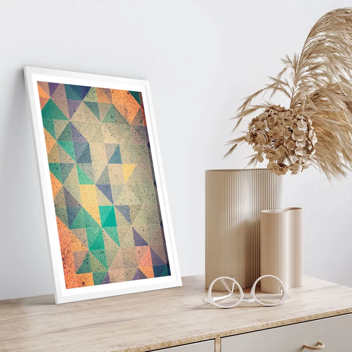 Affiche dans un cadre blanc - Poster - République des triangles - 30x40 cm