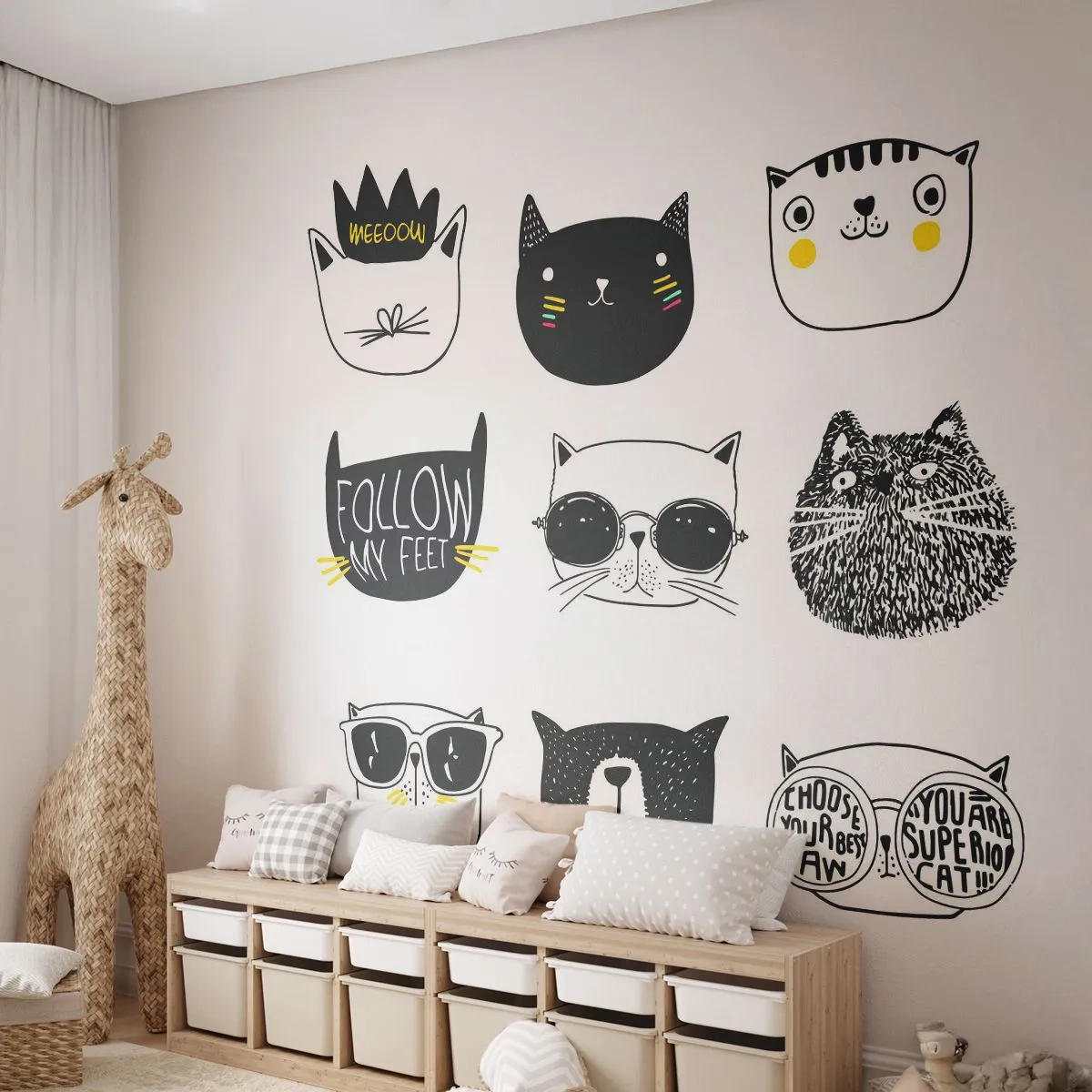 Papier Peint Autocollant Deluxe Sticker - Tous les autres - Chat, Illustration, Graphique - 250x175 cm