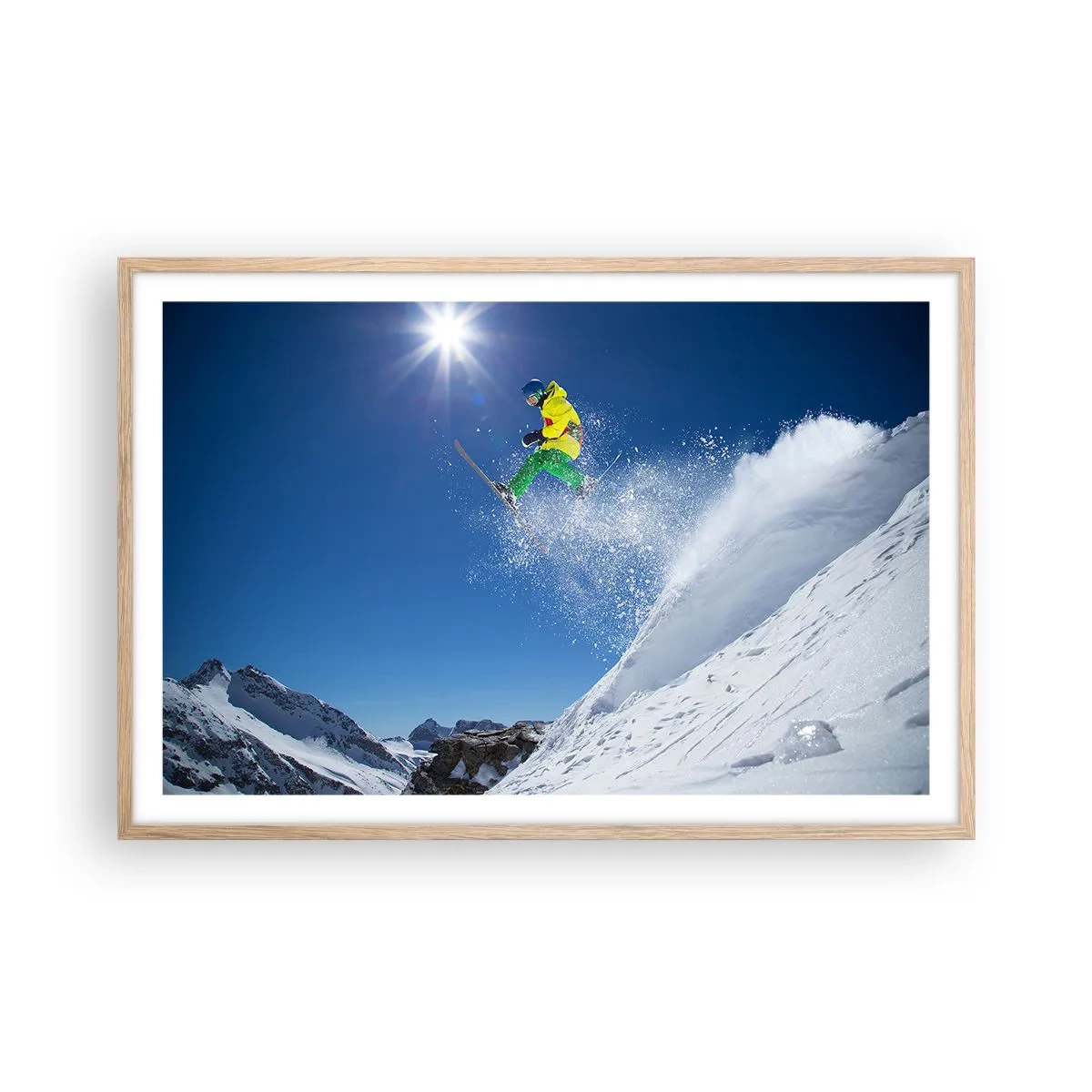 Affiche dans un chêne clair - Poster - Danse avec les montagnes - 91x61 cm