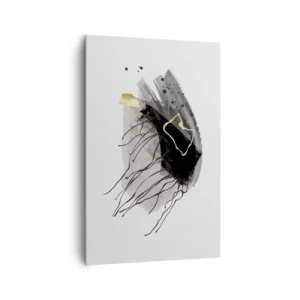 Impression sur toile - Image sur toile - Une composition abstraite avec des accents de noir et d'or. - 80x120cm - En noir et en or - Décoration murale moderne pour le salon et la chambre ARTTOR