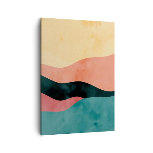 Impression sur toile - Image sur toile - Vagues abstraites aux couleurs pastel - 50x70cm - Conformité non-conforme - Décoration murale moderne pour le salon et la chambre ARTTOR