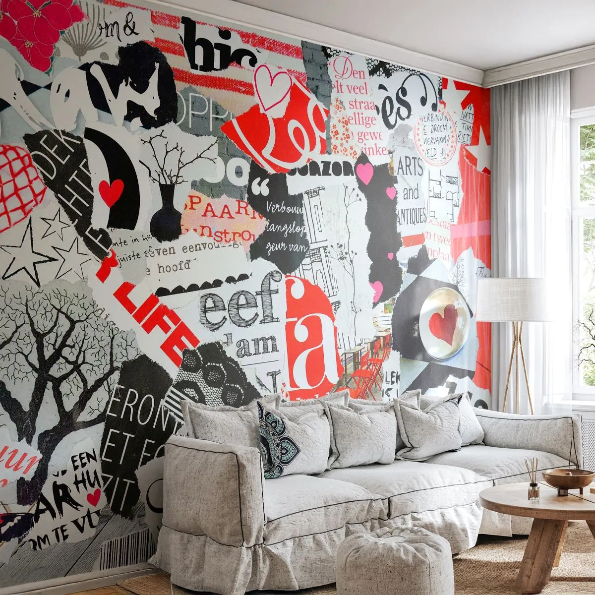 Papier Peint Photo Standard Eco - Collage hipster - Graffiti, Mural, Ancien - 500x350 cm
