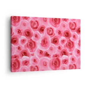 Impression sur toile - Image sur toile - Roses délicates dans des tons pastel de rose - 70x50cm - Roses en-haut et en-bas - Décoration murale moderne pour le salon et la chambre ARTTOR