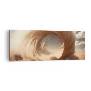 Impression sur toile - Image sur toile - Tourbillon de sable dynamique dans un désert avec des arbres - 140x50cm - Portail ouvert - Décoration murale moderne pour le salon et la chambre ARTTOR