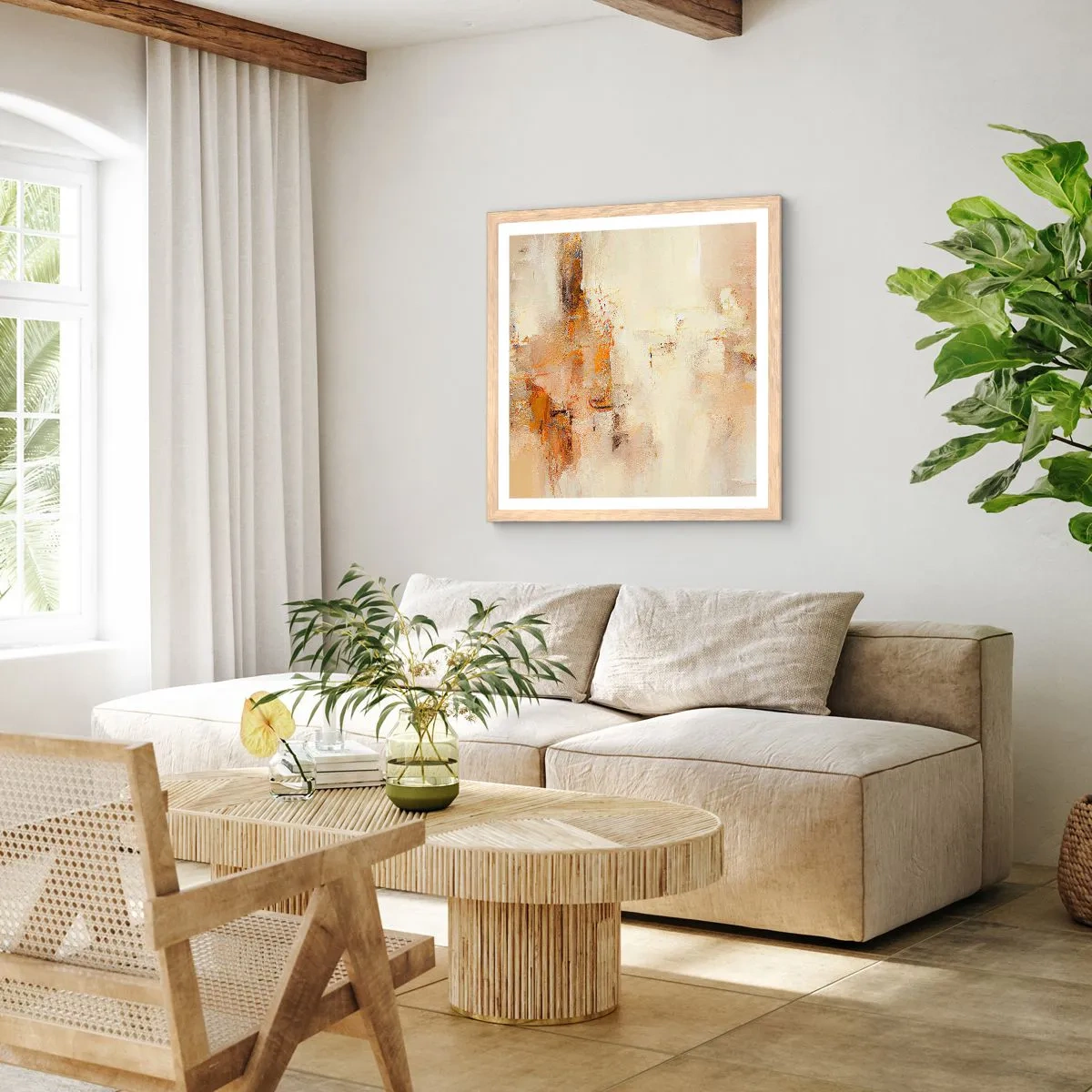 Affiche dans un chêne clair - Poster - Âme de l'ambre - 60x60 cm