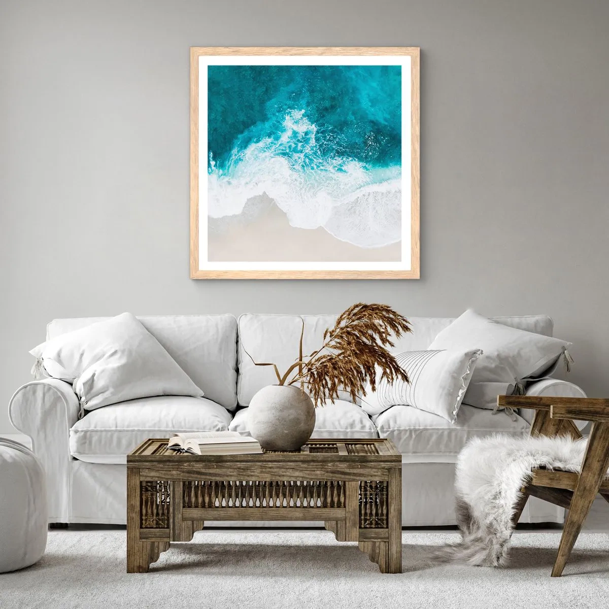 Affiche dans un chêne clair - Poster - Caresse naturelle - 40x40 cm