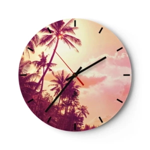 Horloge murale - Pendule murale - Palmiers contre le ciel au coucher du soleil - 30x30cm - Tu dois choisir - Décoration murale moderne pour le salon, la cuisine et la chambre ARTTOR
