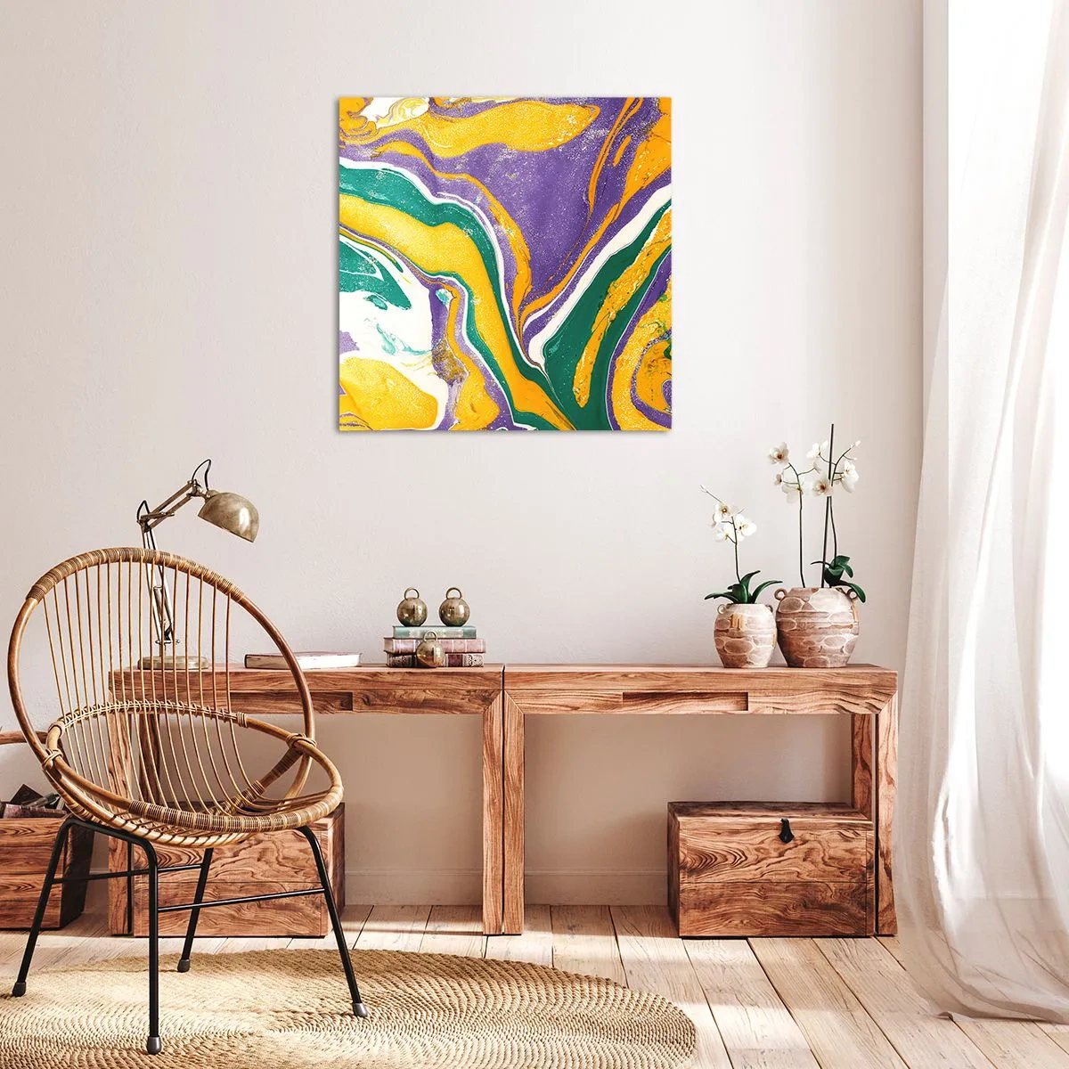 Impression sur toile - Image sur toile - Ondes de couleur - 70x70 cm