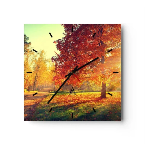 Horloge murale - Pendule murale - Parc d'automne illuminé par la lumière du soleil - 30x30cm - Le roux est beau - Décoration murale moderne pour le salon et la chambre ARTTOR