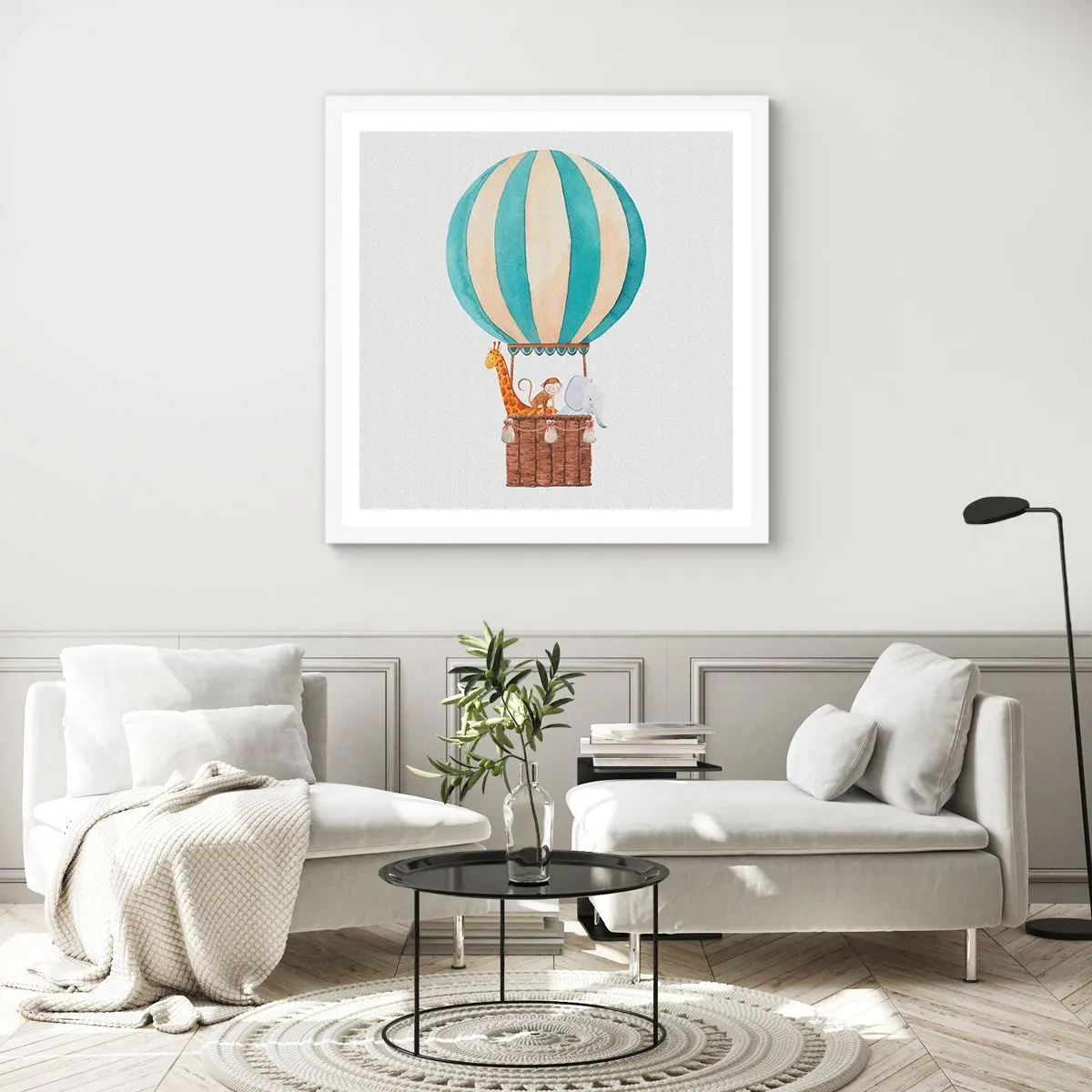 Affiche dans un cadre blanc - Poster - Voyage fantastique - 30x30 cm