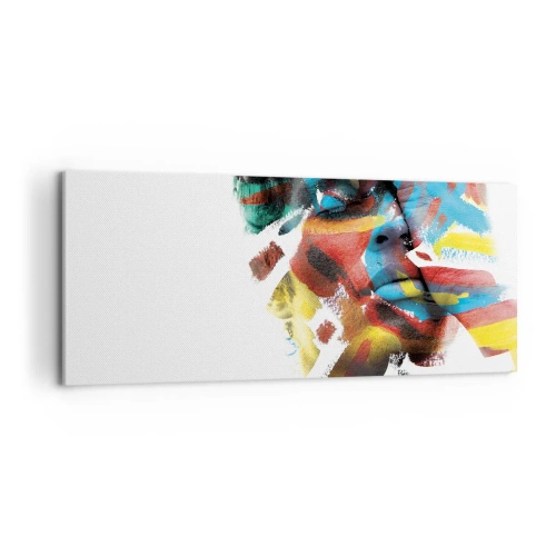 Impression sur toile - Image sur toile - Portrait abstrait aux couleurs vives - 120x50cm - Personnalité colorée - Décoration murale moderne pour le salon et la chambre ARTTOR