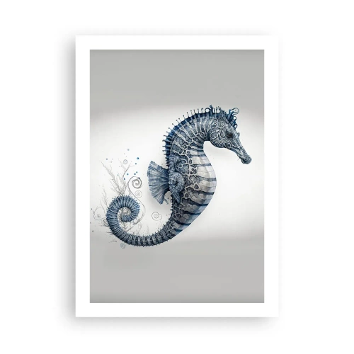 Affiche - Poster - Illustration détaillée d'un hippocampe sur fond clair - 50x70cm - Une subtile plaisanterie de la nature - Décoration murale moderne pour le salon et la chambre ARTTOR
