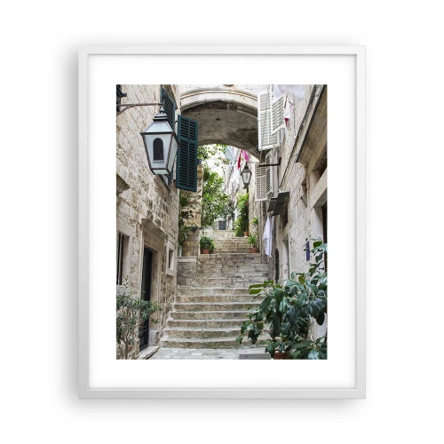 Affiche dans un cadre blanc - Poster - Une charmante ruelle - 40x50 cm
