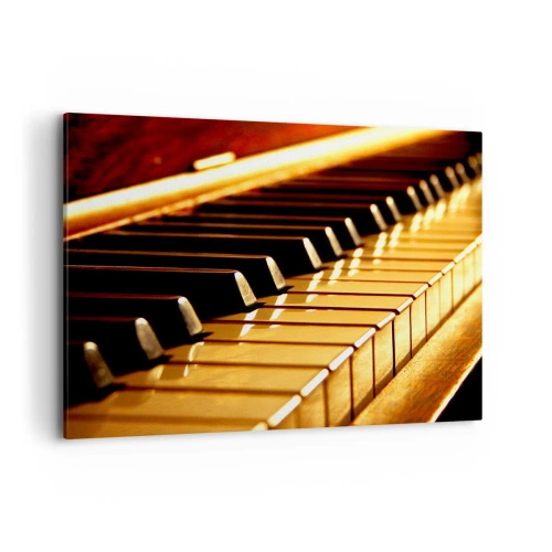 Impression sur toile - Image sur toile - Clavier de piano sous un éclairage doré - 100x70cm - Des possibilités infinies - Décoration murale moderne pour le salon et la chambre ARTTOR