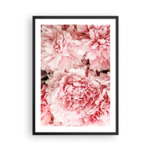 Affiche dans un cadre noir - Poster - Pivoines roses délicates en pleine floraison - 50x70cm - Rêve rose - Décoration murale moderne pour le salon et la chambre ARTTOR