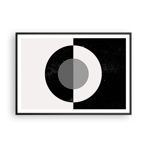 Affiche dans un cadre noir - Poster - Motif graphique contrasté noir et blanc - 100x70cm - Harmonie de noir et blanc - Décoration murale moderne pour le salon et la chambre ARTTOR