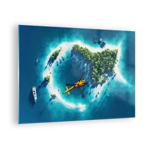 Impression sur verre - Image sur verre - Achetez-vous une île - 70x50cm - Achetez-vous une île - Décoration murale moderne pour le salon et la chambre ARTTOR
