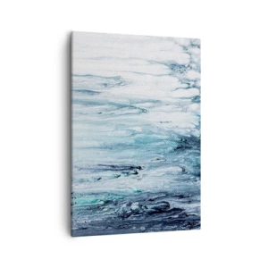 Impression sur toile - Image sur toile - Des stries bleues et blanches abstraites ressemblant à des glaçons - 50x70cm - Une glace bleue - Décoration murale moderne pour le salon et la chambre ARTTOR
