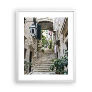 Affiche dans un cadre blanc - Poster - Une charmante ruelle - 40x50 cm
