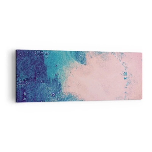 Impression sur toile - Image sur toile - Texture abstraite dans les tons de rose et de bleu - 140x50cm - Etreintes bleues - Décoration murale moderne pour le salon et la chambre ARTTOR