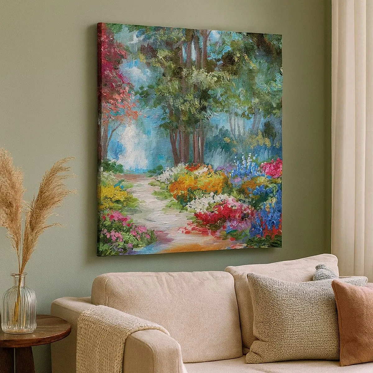 Impression sur toile - Image sur toile - Jardin forestier, forêt de fleurs - 30x30 cm