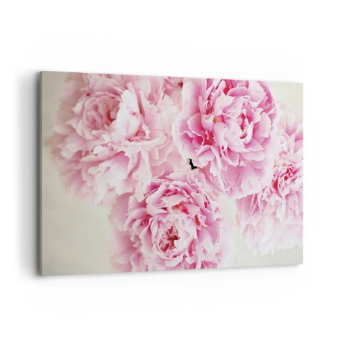 Impression sur toile - Image sur toile - Un bouquet de pivoines roses sur fond clair - 120x80cm - En glamour rose - Décoration murale moderne pour le salon et la chambre ARTTOR