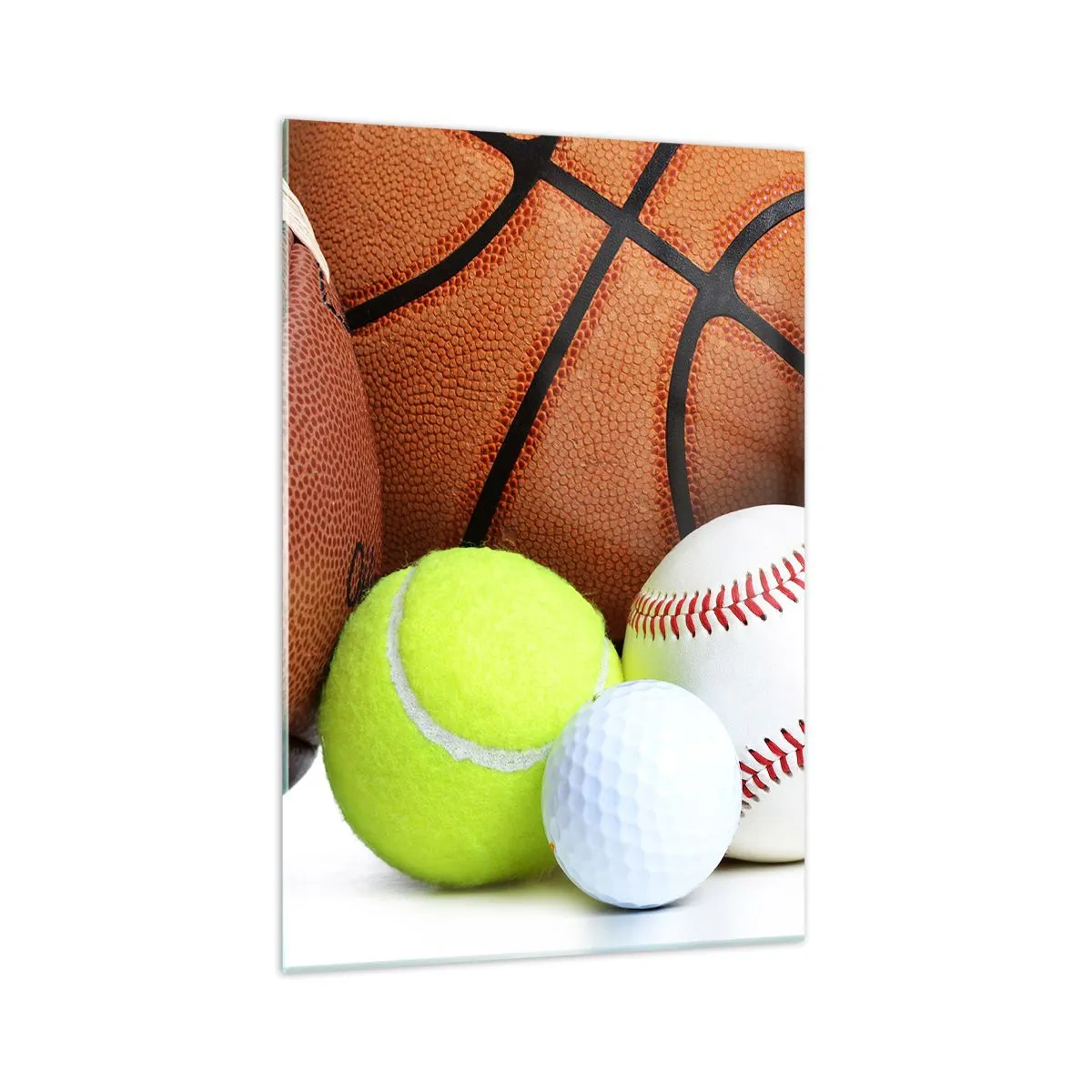 Impression sur verre - Image sur verre - Ballons de diverses disciplines sportives - 70x100cm - Le football nous connecte ! - Décoration murale moderne pour le salon et la chambre ARTTOR