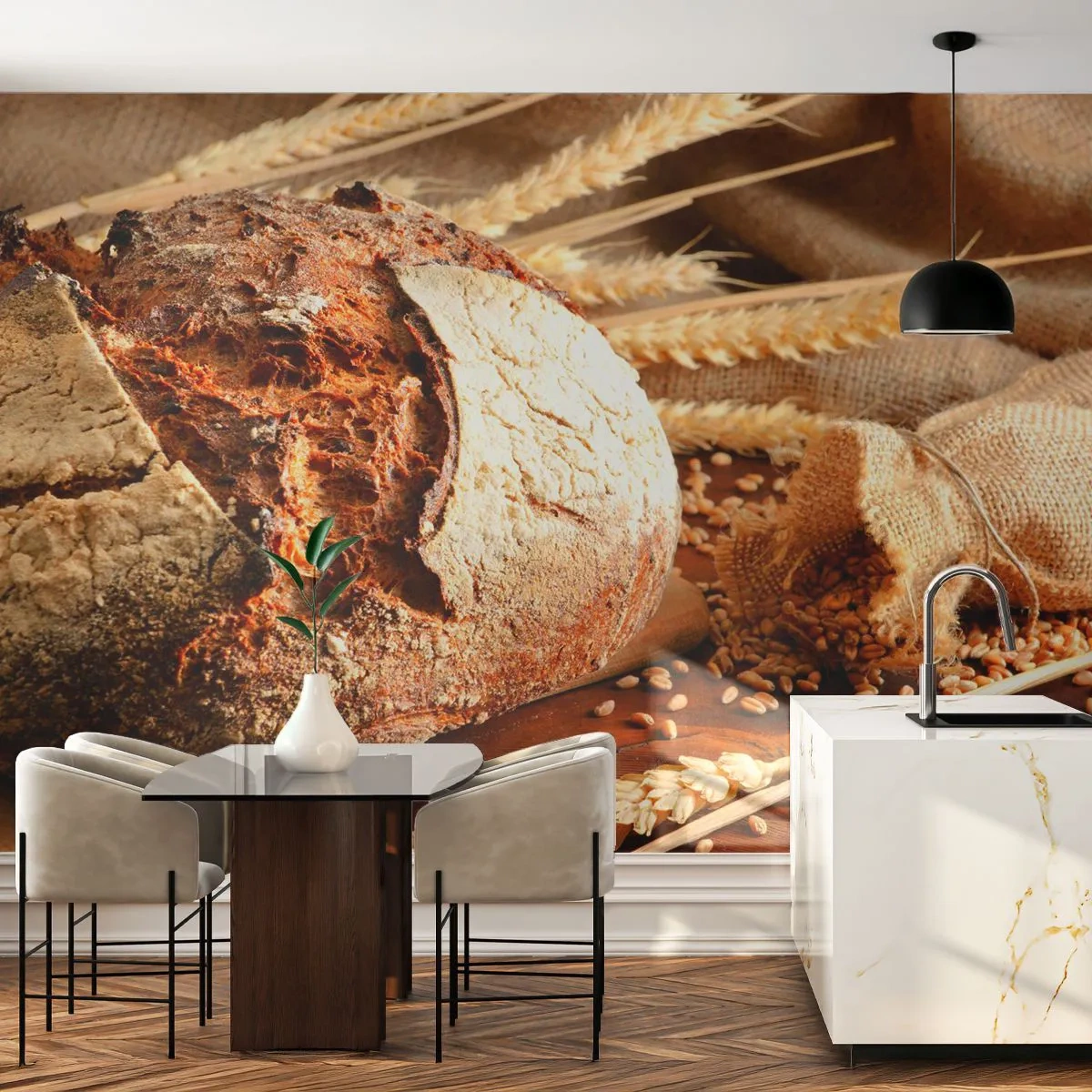 Papier Peint Autocollant Deluxe Sticker - Appétissant, parfumé, croquant - Pain, Grain de blé, La gastronomie - 250x175 cm