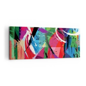 Impression sur toile - Image sur toile - Abstraction colorée avec des coups de pinceau dynamiques - 120x50cm - Rapide, vif et bondissant - Décoration murale moderne pour le salon et la chambre ARTTOR