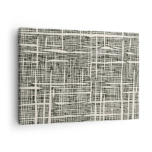 Impression sur toile - Image sur toile - Un motif géométrique ressemblant à une grille sur un fond clair - 70x50cm - Composition tissée - Décoration murale moderne pour le salon et la chambre ARTTOR