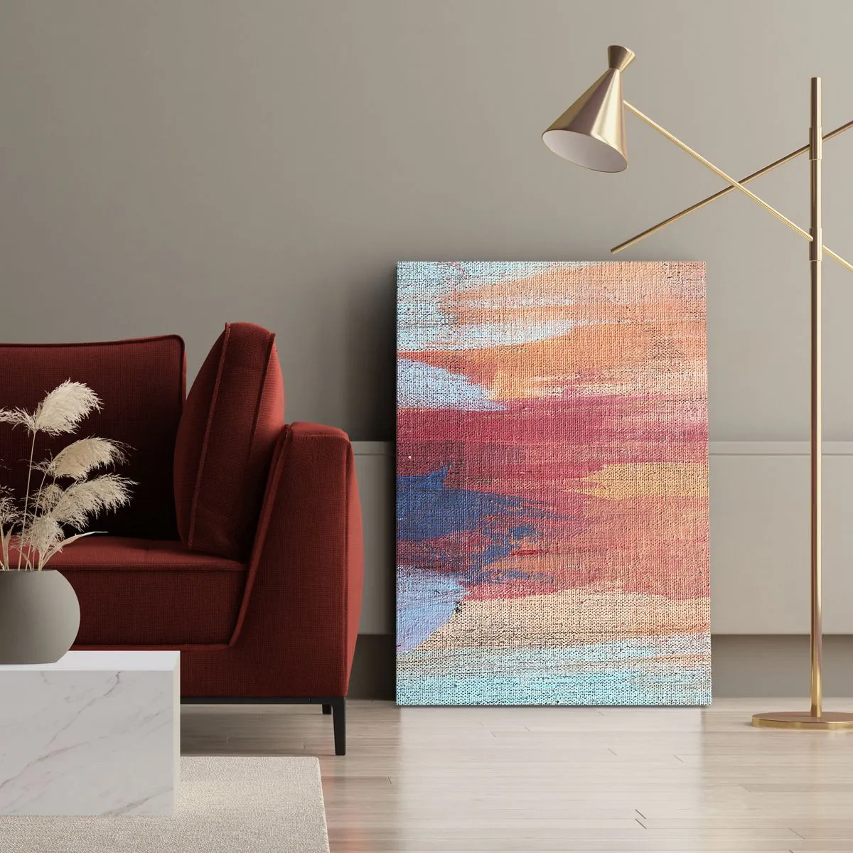 Impression sur toile - Image sur toile - Coups de pinceau abstraits et colorés - 50x70cm - Ecoulement de l'arc-en ciel - Décoration murale moderne pour le salon et la chambre ARTTOR