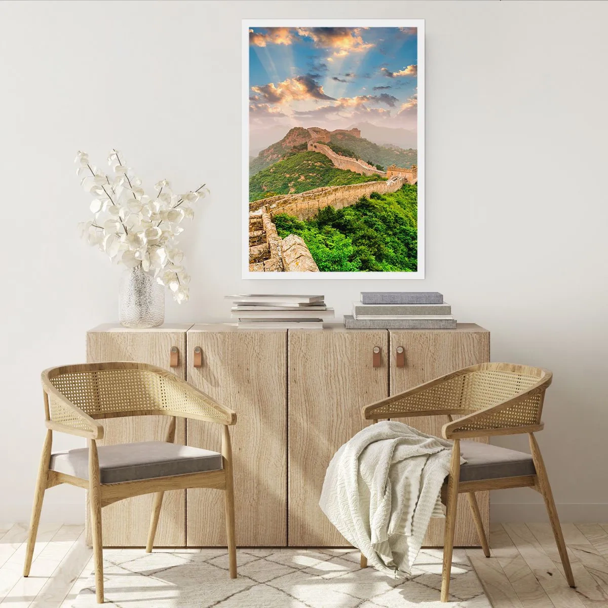 Affiche - Poster - La Grande Muraille de Chine dans la lumière pittoresque du soleil couchant - 50x70cm - Grandeur éternelle - Décoration murale moderne pour le salon et la chambre ARTTOR