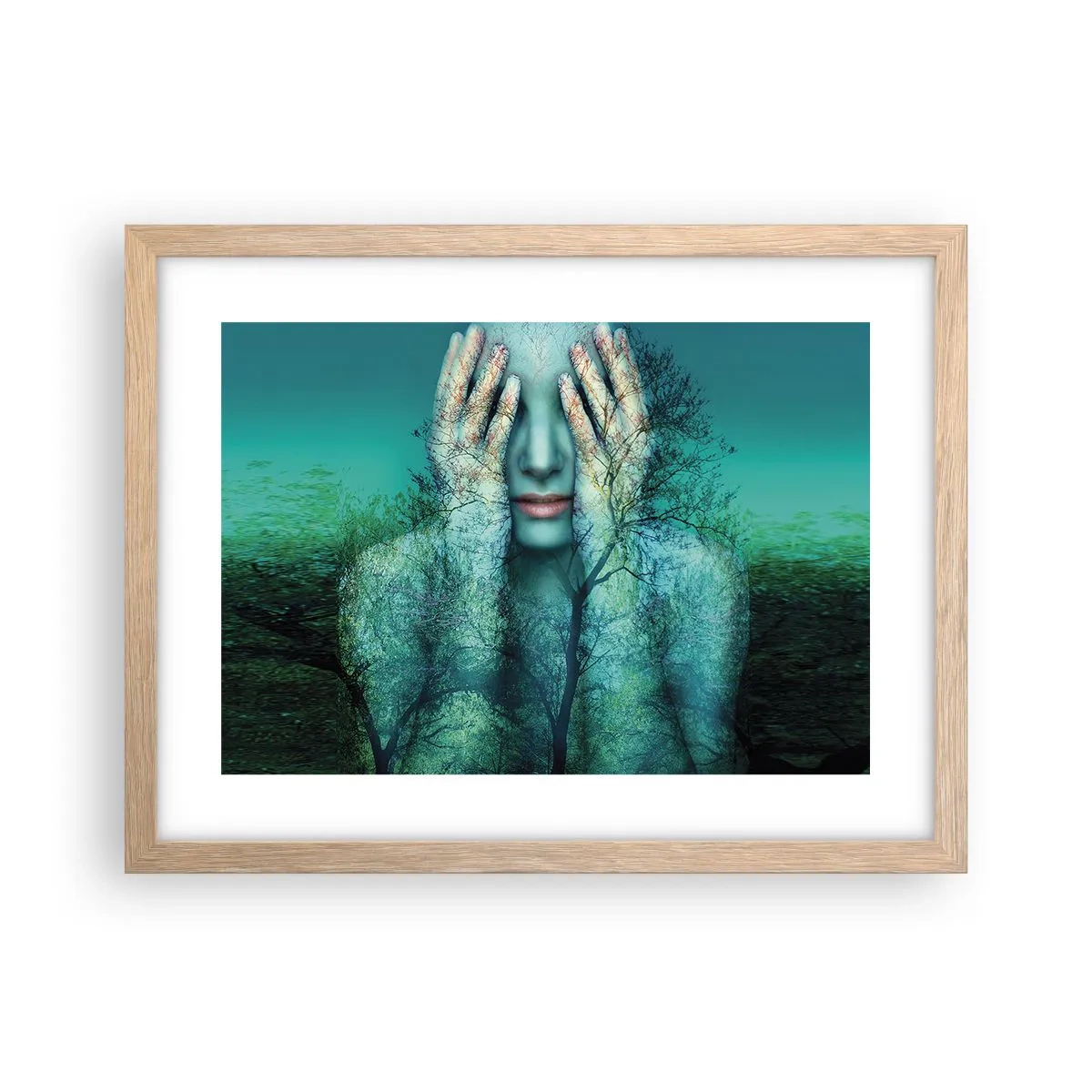 Affiche dans un chêne clair - Poster - immergé dans l'azur - 40x30 cm