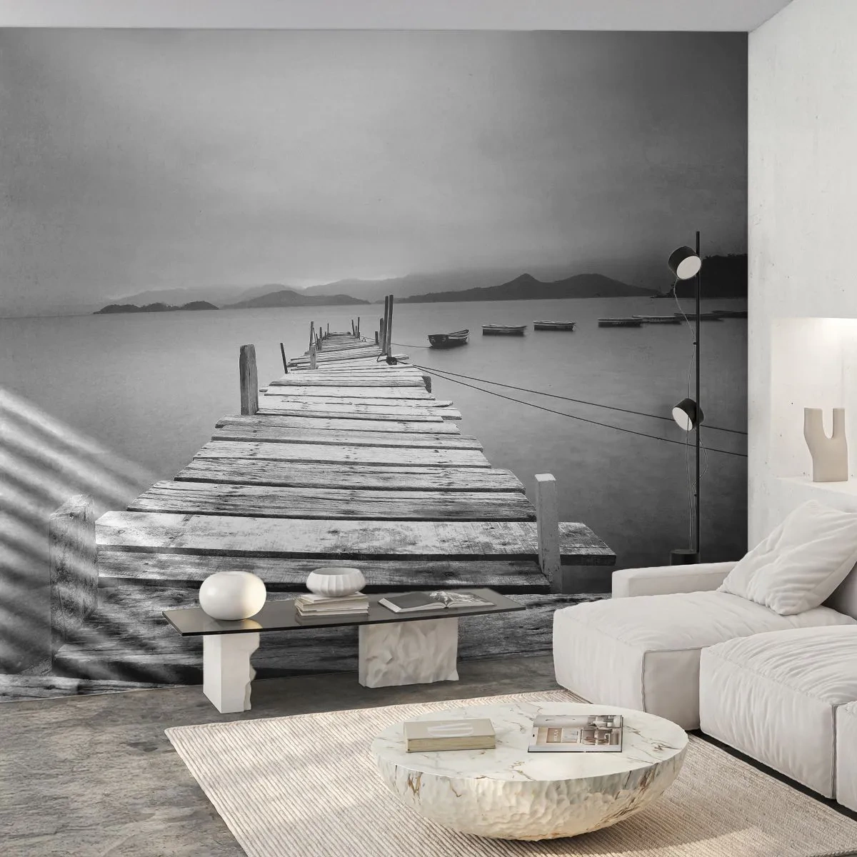 Papier Peint Photo Premium Canvas - Derrière les montagnes, au-delà des mers - Paysage, Pont de bois, Lodz - 200x140 cm