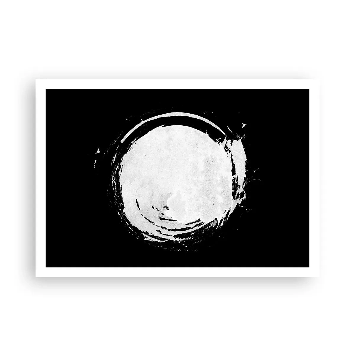 Affiche - Poster - Un cercle blanc sur fond noir dans un style minimaliste. - 100x70cm - Belle sortie - Décoration murale moderne pour le salon et la chambre ARTTOR