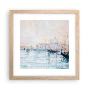 Affiche dans un chêne clair - Poster - Derrière l'eau, derrière le brouillard - 30x30 cm